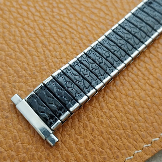 Vintage 16mm 18mm 20mm Stainless Steel & Black Classic Stretch Unused Watch Band