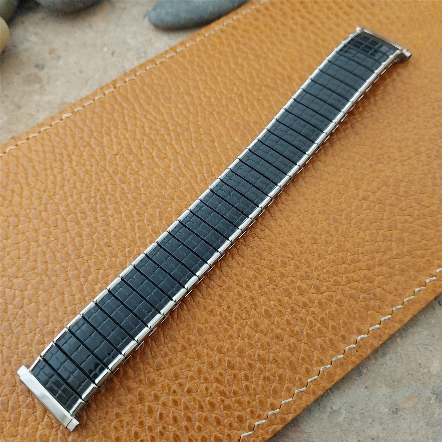 19mm 18mm 16mm Speidel Black & Stainless Steel Romunda Unused Vintage Watch Band