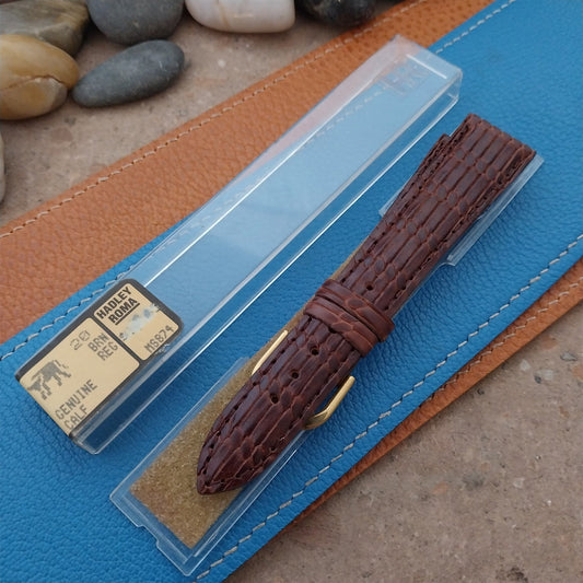 20mm Hadley Roma Tapered Brown Basketweave Textured Leather Unused Watch Strap