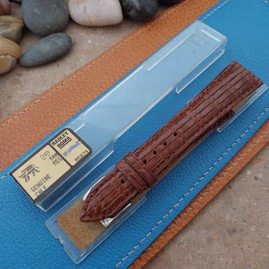 20mm Hadley Roma Brown Basketweave Textured Leather Unused Tapered Watch Strap