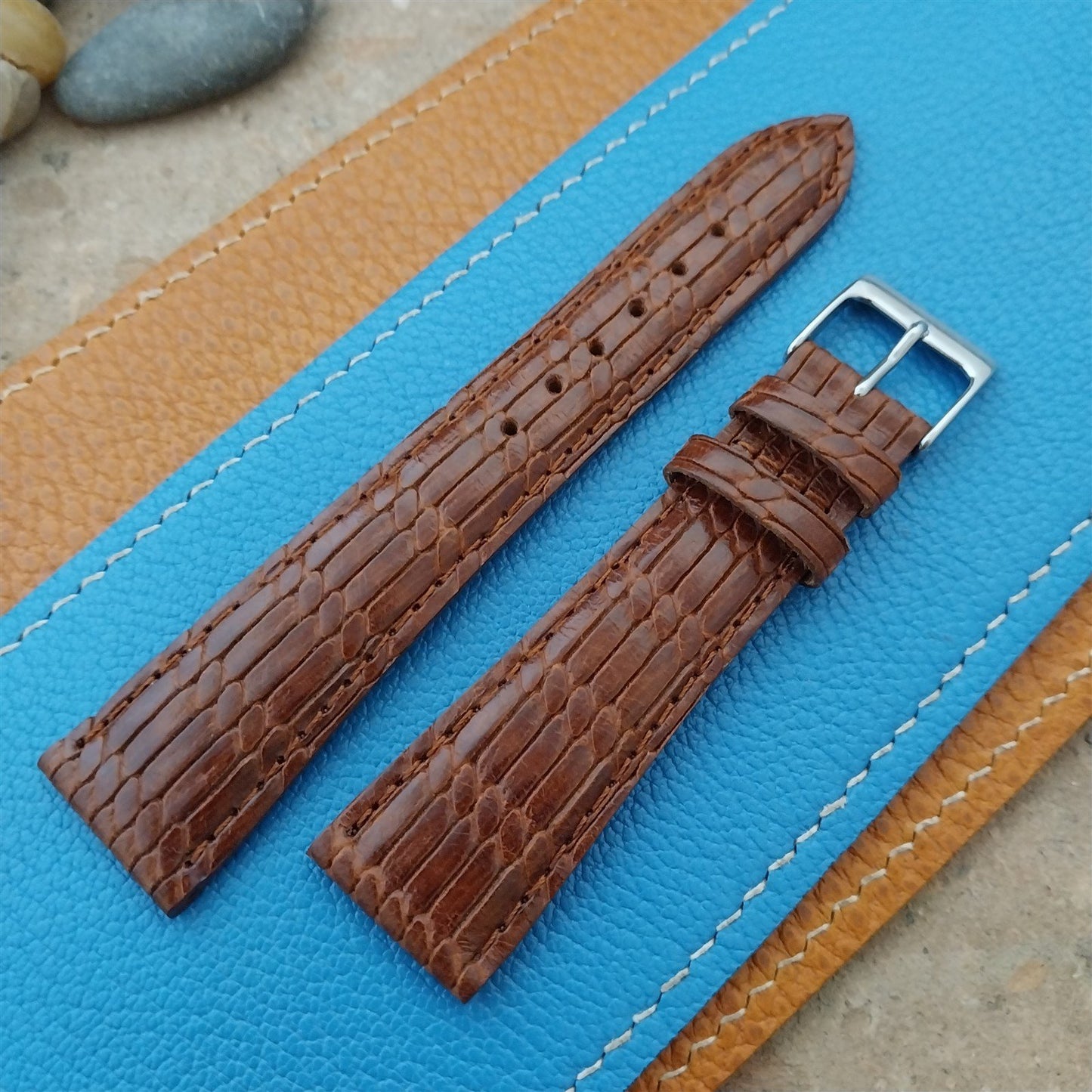 20mm Hadley Roma Brown Basketweave Textured Leather Unused Tapered Watch Strap