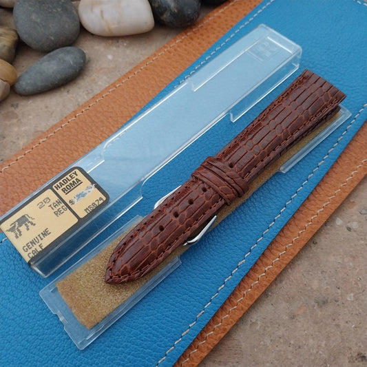 20mm Hadley Roma Brown Basketweave Textured Leather Unused Tapered Watch Strap