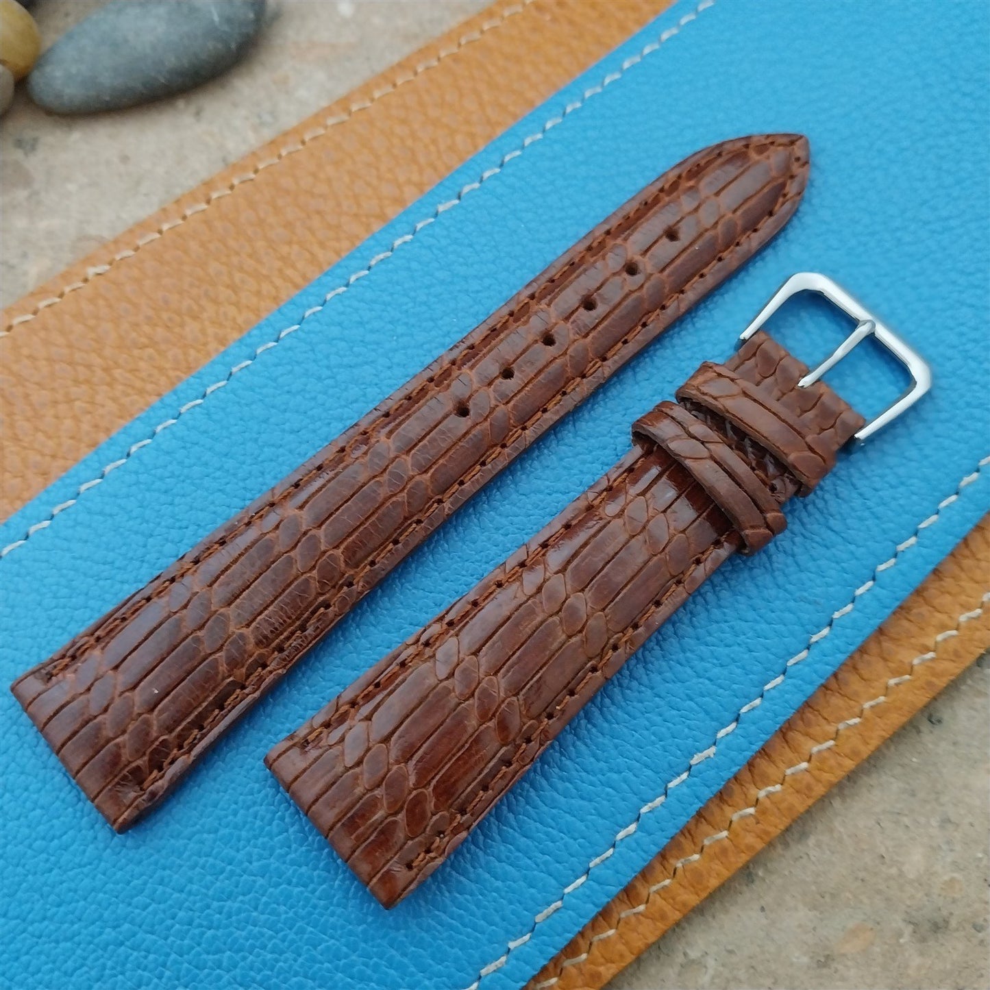 20mm Hadley Roma Brown Basketweave Textured Leather Unused Tapered Watch Strap