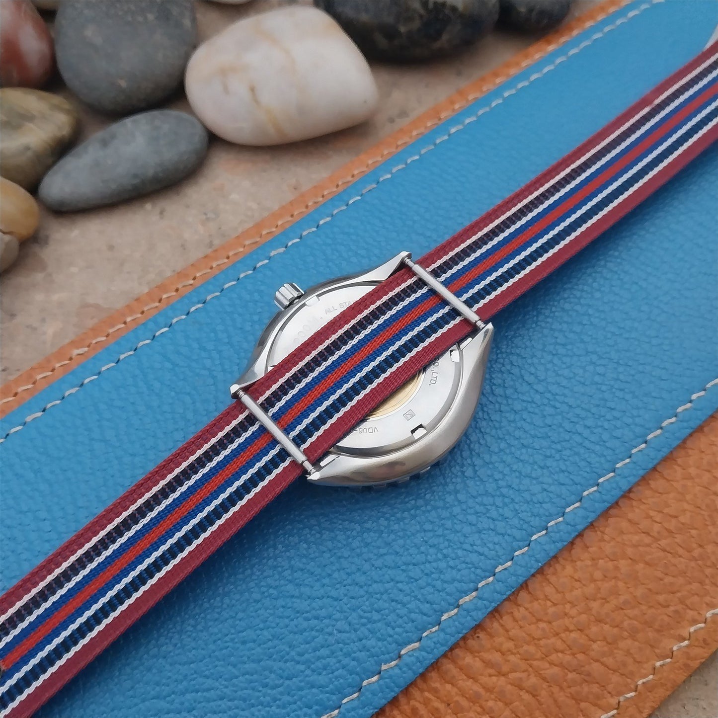 Vintage 18mm Striped Perlon Unused Classic Single Pass 1960s Unused Watch Band