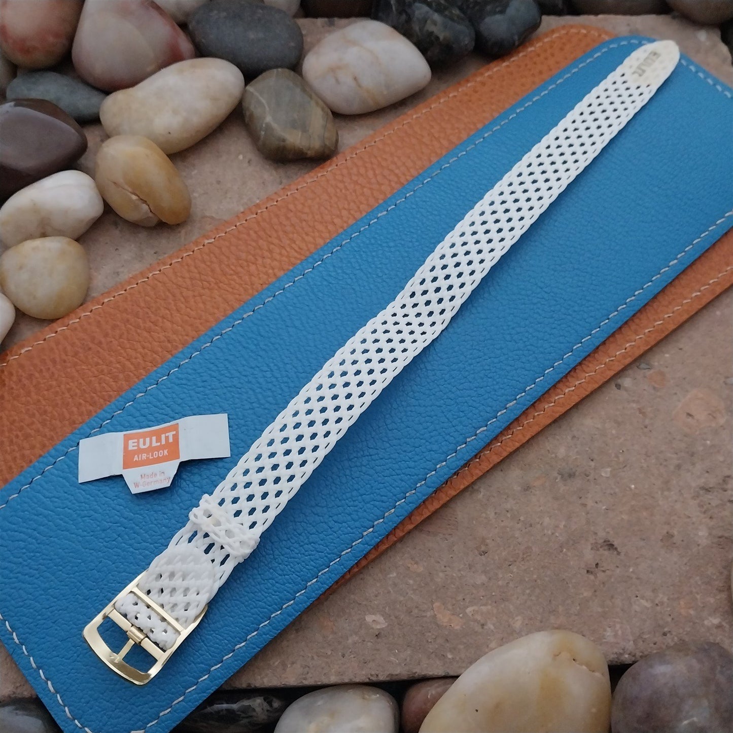 Vintage 16mm Perlon Mesh White Eulit Air Look NOS 1960s Single Pass Watch Strap