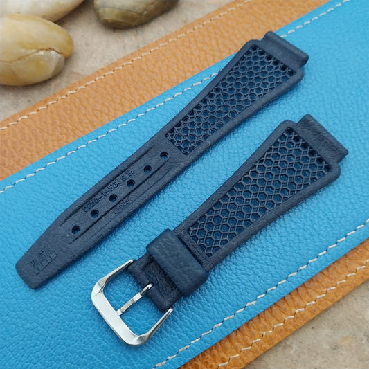 18mm Flared Blue Ventilated Classic Swiss Diver Unused 1970s Vintage Watch Band