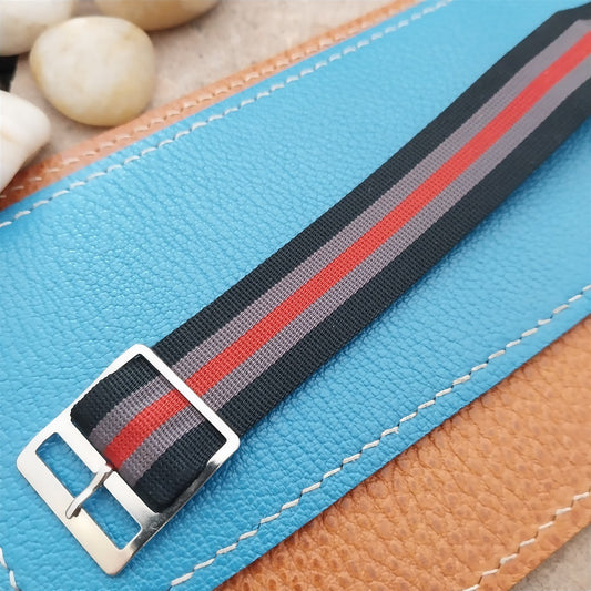 Vintage 20mm Striped Perlon Unused NOS 1960s Classic Single Pass Watch Strap
