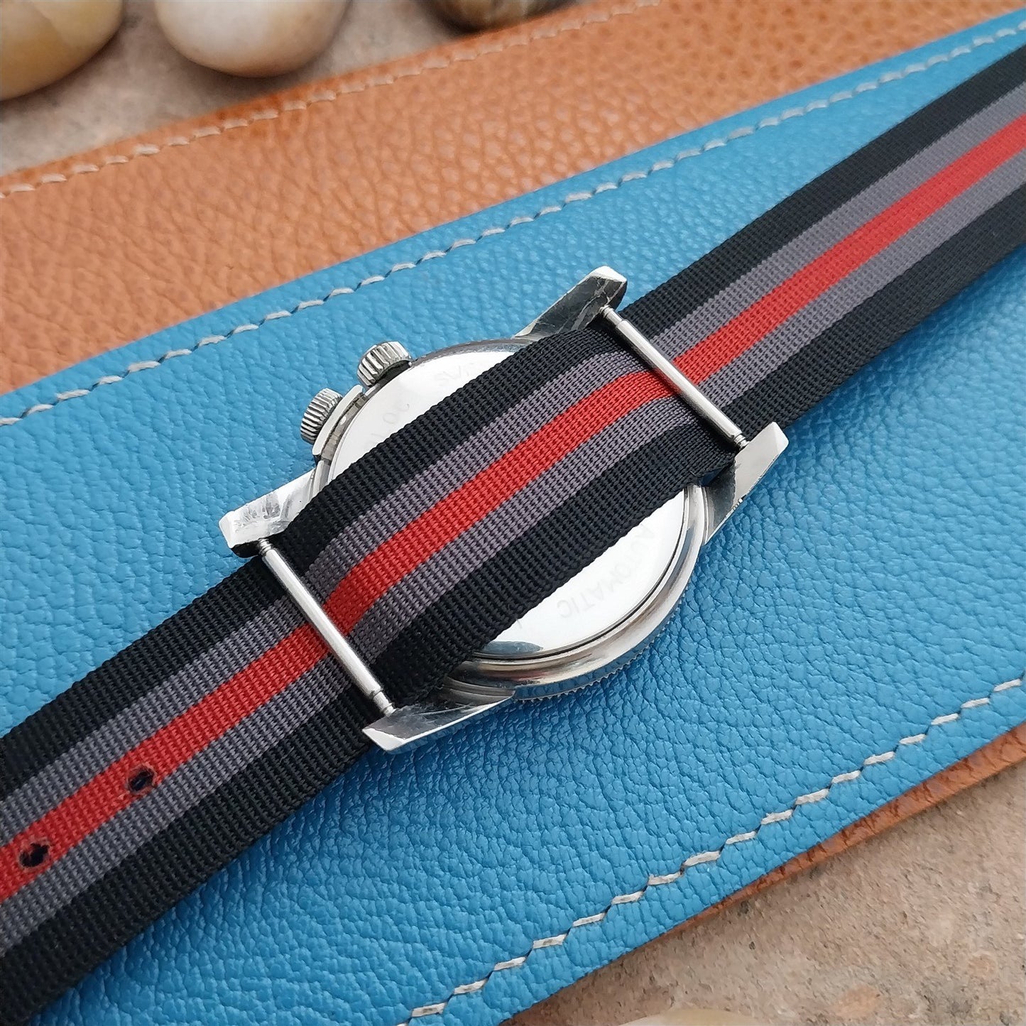 Vintage 20mm Striped Perlon Unused Unused 1960s Classic Single Pass Watch Strap