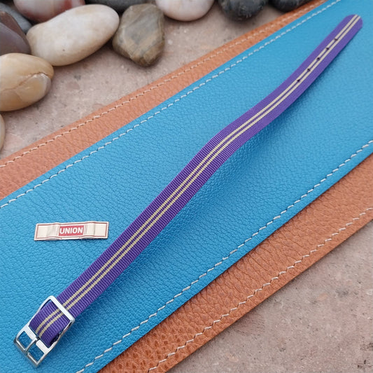 Vintage 10mm Purple & Green Perlon Ladies Single Pass 1960s Classic Watch Band