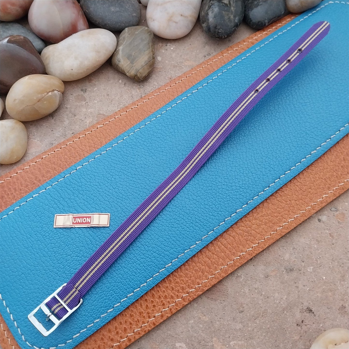 Vintage 10mm Purple & Green Perlon Ladies Single Pass 1960s Classic Watch Band