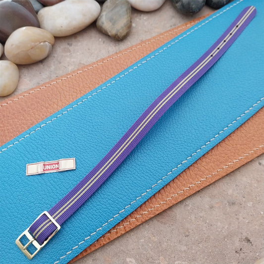 Vintage 10mm Purple & Green Perlon Ladies Single Pass 1960s Classic Watch Band