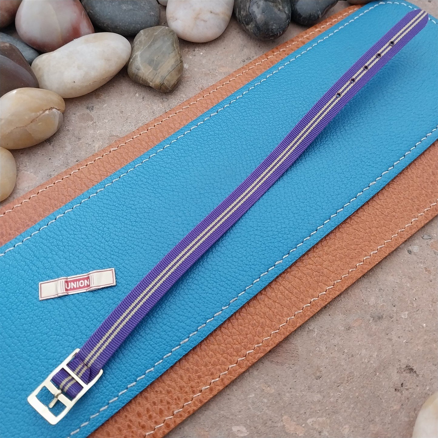 Vintage 10mm Purple & Green Perlon Ladies Single Pass 1960s Classic Watch Band