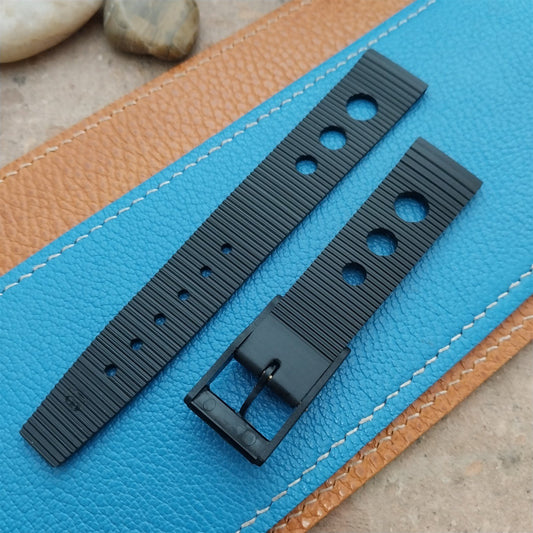 Vintage 18mm Rally GT Strap Black Round Hole NOS 1960s-1970s Unused Watch Strap