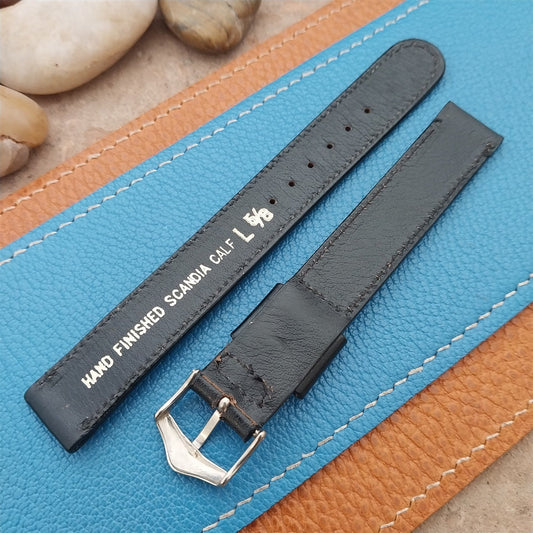Vintage 15mm JB Champion Classic Long Black Scandia Calf Unused 50s Watch Strap