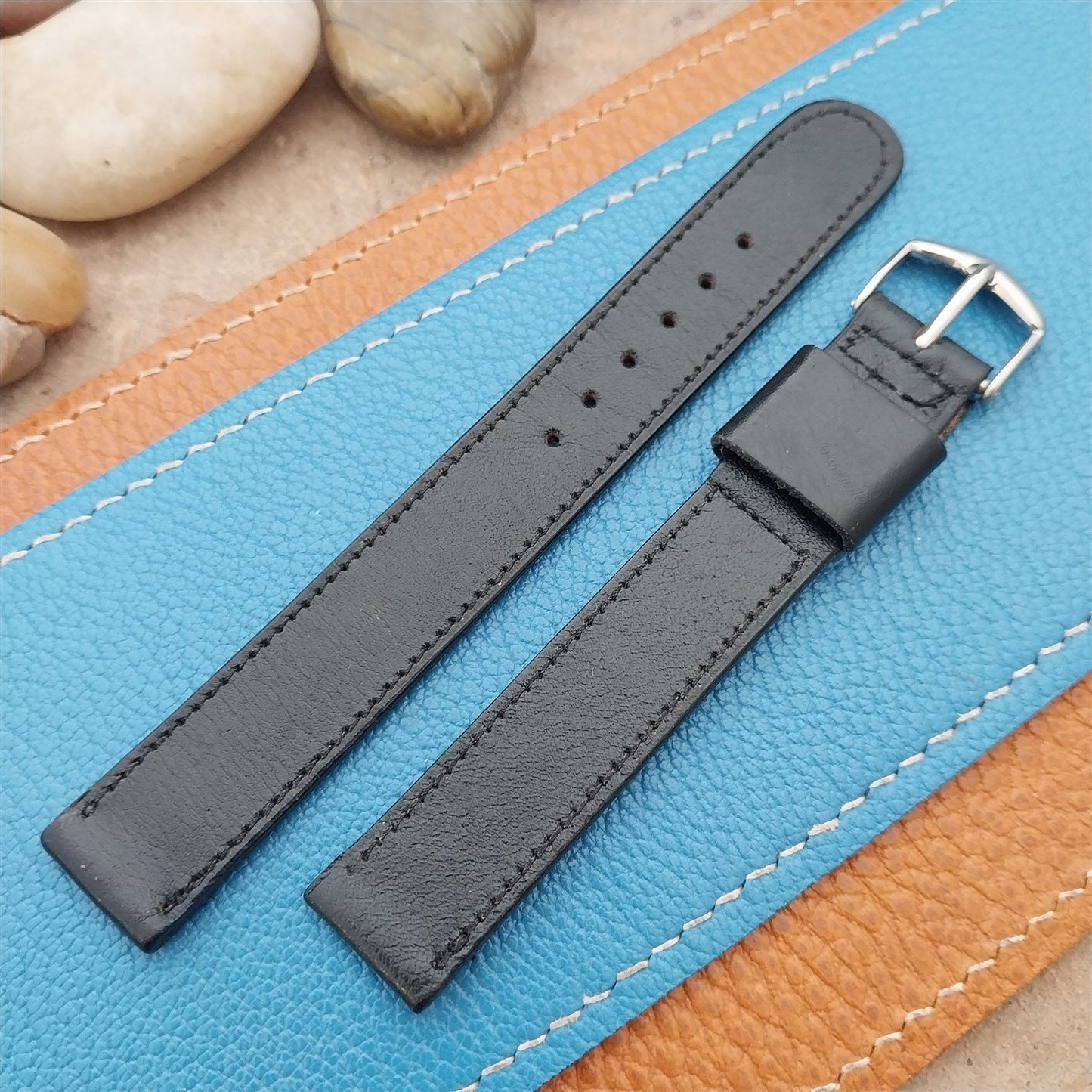 Vintage 15mm JB Champion Classic Long Black Scandia Calf Unused 50s Watch Strap