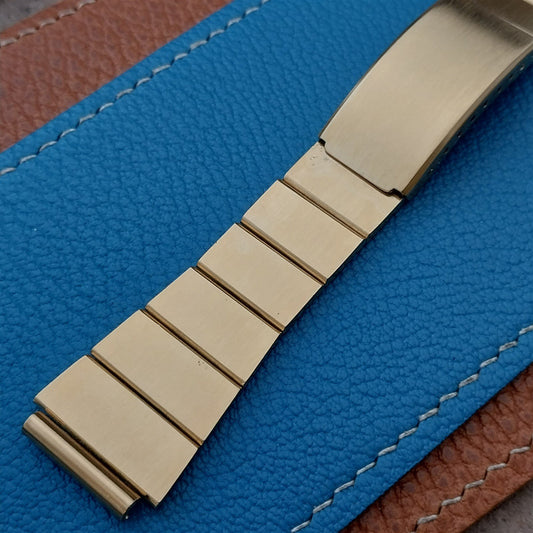 Vintage 18mm Flared Yellow Gold Tone Unused Classic Watch Band