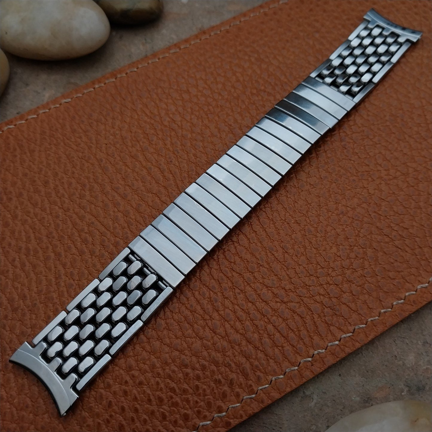 Vintage 19mm 18mm 17mm Stainless Steel Wide Rice Beads Gemex Unused Watch Band