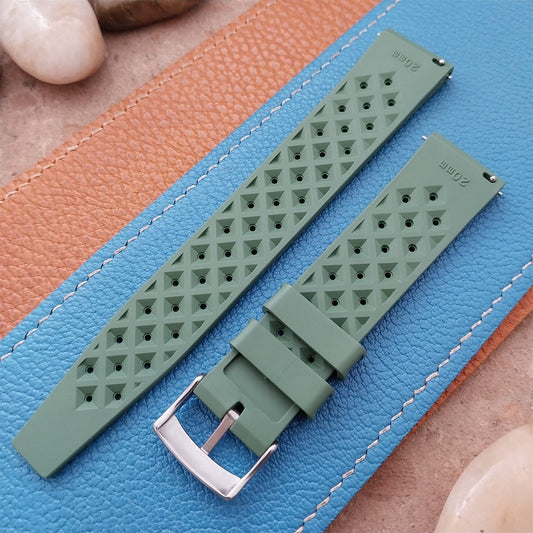 20mm FKM Tropical Green Tapered Divers Watch Strap & Quick Release Spring Bars