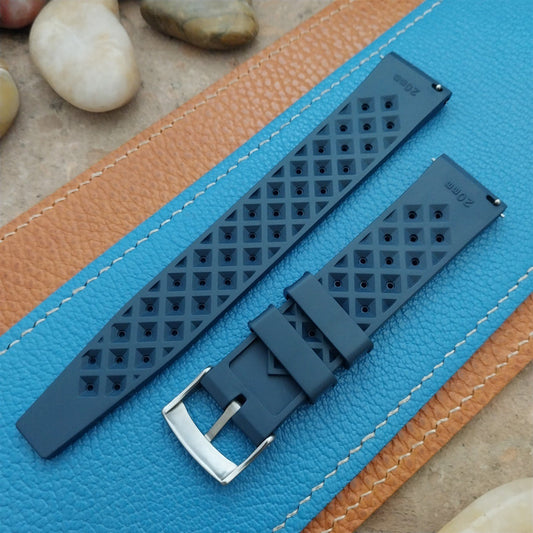 20mm FKM Rubber Blue Tapered Divers Watch Strap & Quick Release Spring Bars