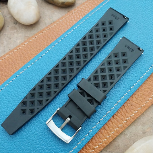 20mm FKM Rubber Black Classic Divers Watch Strap & Quick Release Spring Bars