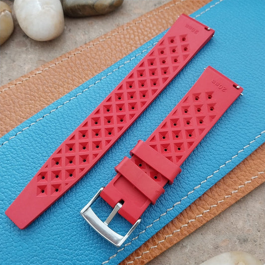 20mm FKM Rubber Red Classic Divers Watch Strap & Quick Release Spring Bars