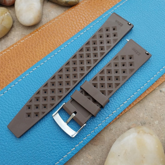 22mm FKM Tropical Brown Tapered Divers Watch Strap & Quick Release Spring Bars