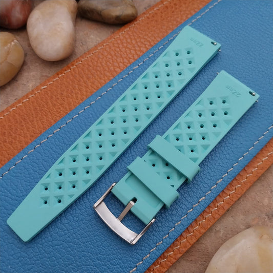 22mm FKM Tropical Cyan Tapered Divers Watch Strap & Quick Release Spring Bars