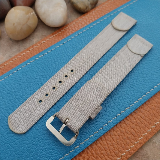 Vintage 1950s Long Gemex 16mm Gray Ribbed Nylon 2 piece Unused Field Watch Strap