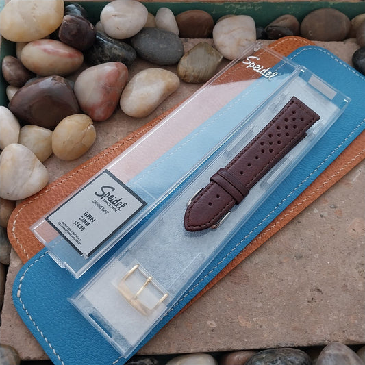 22mm Speidel Driving Strap Perforated Tapered Brown Leather Unused Watch Band
