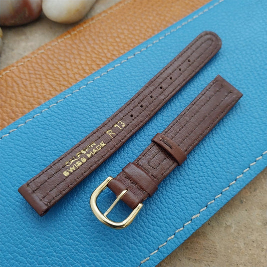 13mm Ladies Swiss Brown Calfskin Leather nos Unused Vintage Watch Strap