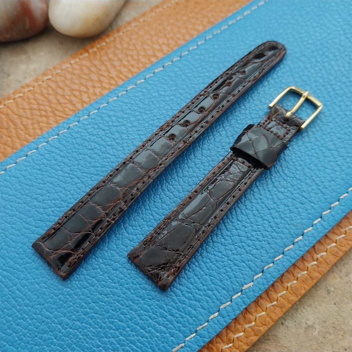 Vintage 1/2" 13mm Brown Alligator Ladies nos Unused Classic Watch Strap