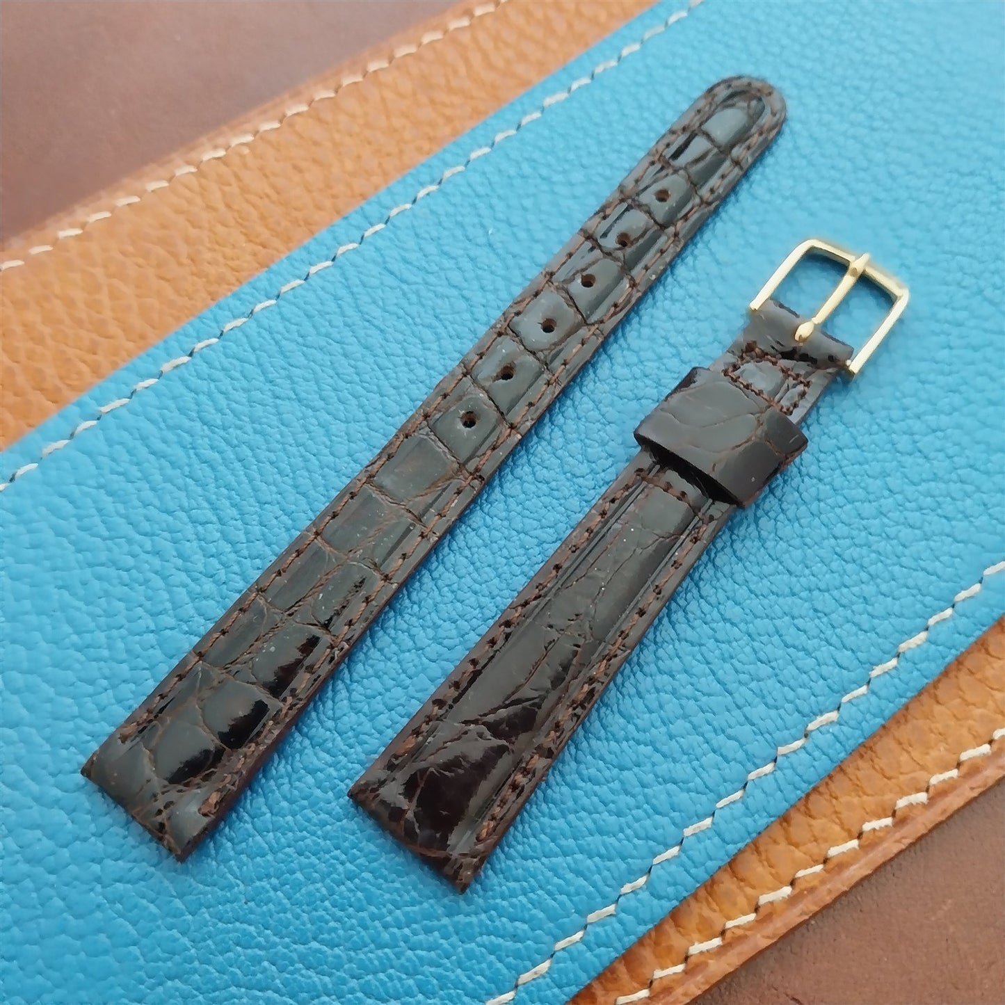 Vintage 1/2" 13mm Brown Alligator Ladies nos Unused Classic Watch Strap