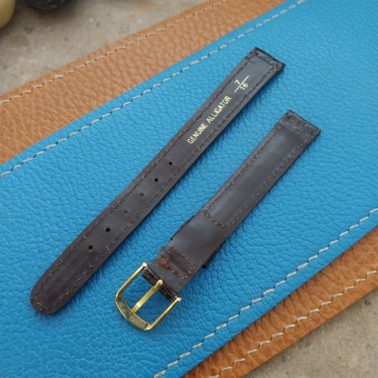 Vintage 7/16" 11mm Brown Alligator Ladies nos Unused Classic Watch Strap