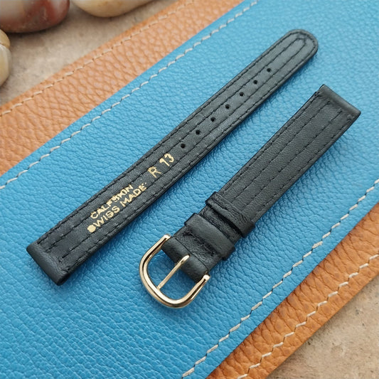 13mm Ladies Swiss Black Calfskin Leather nos Unused Vintage Watch Strap