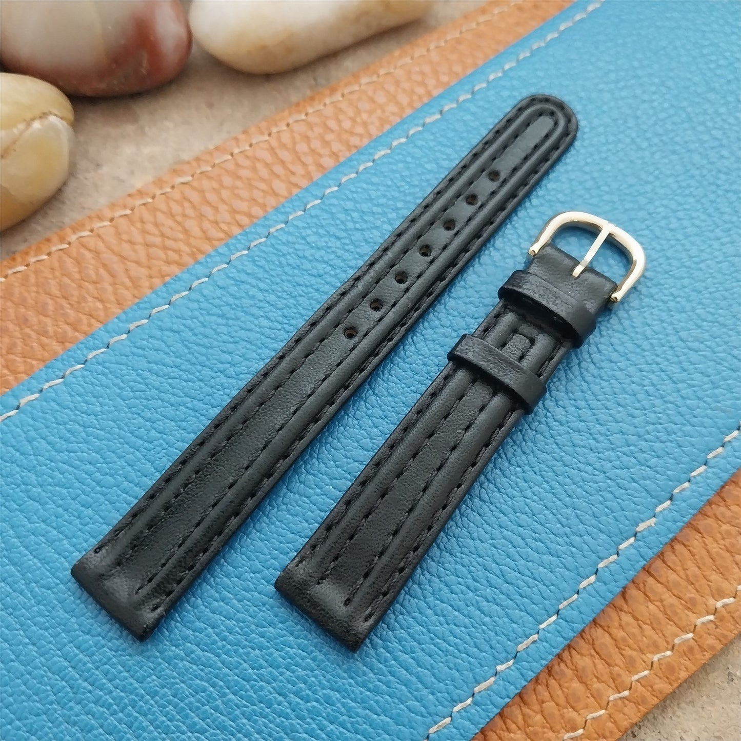 13mm Ladies Swiss Black Calfskin Leather nos Unused Vintage Watch Strap