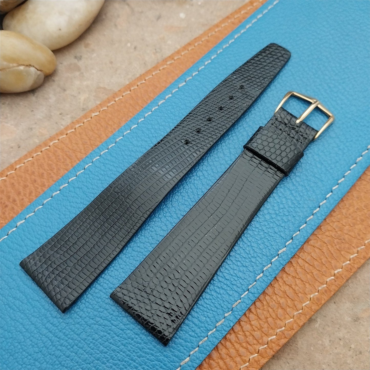 Vintage 22mm Downing Unpadded Lizard NOS Long Classic Tapered Watch Strap