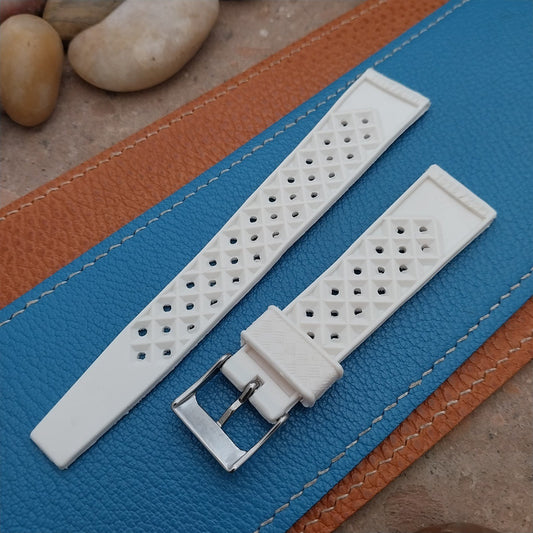 Vintage 20mm White Skindiver Unused 1970s Classic Tapered Watch Strap
