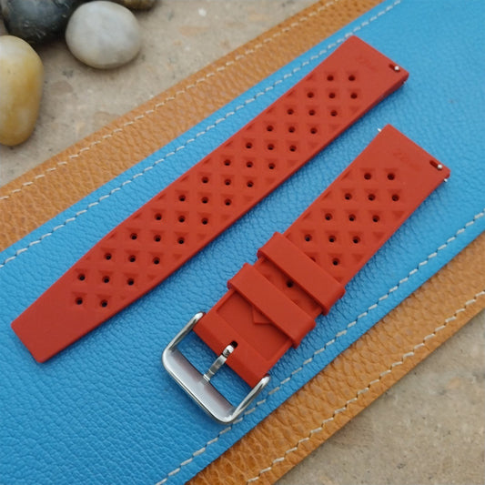 22mm FKM Tropical Red Tapered Divers Watch Strap & Quick Release Spring Bars
