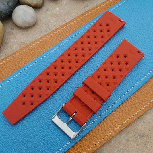 22mm FKM Tropical Red Divers Watch Strap QR Spring Bars & Bead Blasted Buckle