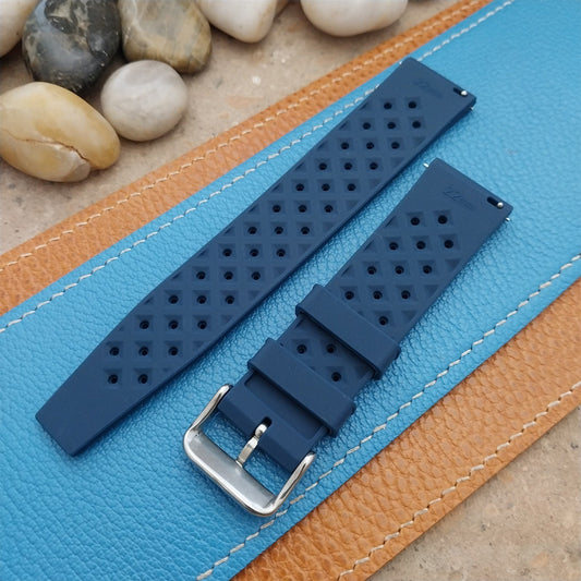 22mm FKM Tropical Blue Tapered Divers Watch Strap & Quick Release Spring Bars