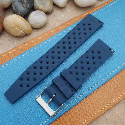 22mm FKM Tropical Blue Divers Watch Strap QR Spring Bars & Bead Blasted Buckle