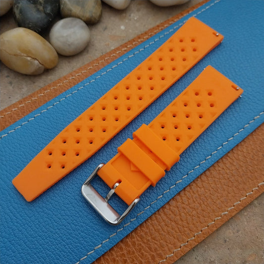 22mm FKM Tropical Orange Tapered Divers Watch Strap & Quick Release Spring Bars