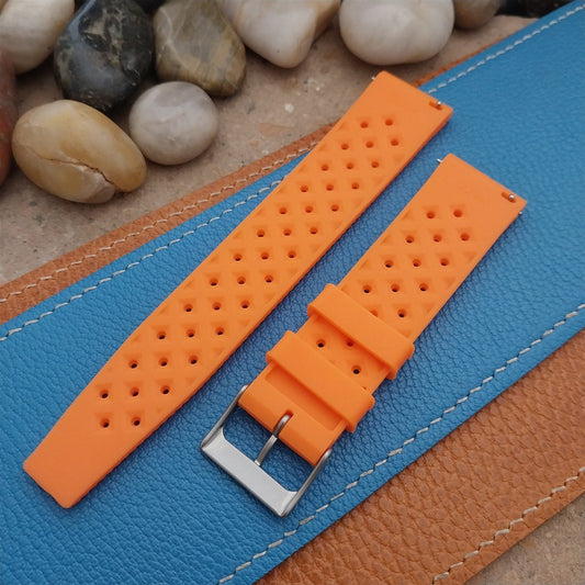 22mm FKM Tropical Orange Divers Watch Strap QR Spring Bars & Bead Blasted Buckle