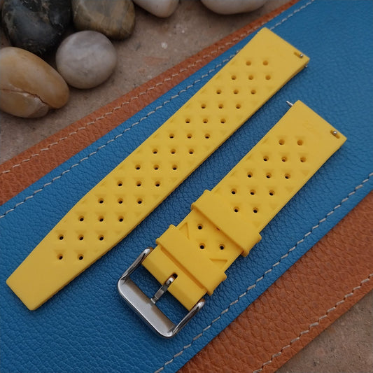 22mm FKM Tropical Yellow Tapered Divers Watch Strap & Quick Release Spring Bars