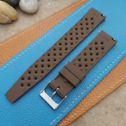 20mm FKM Brown Tropical Divers Watch Strap QR Spring Bars & Bead Blasted Buckle