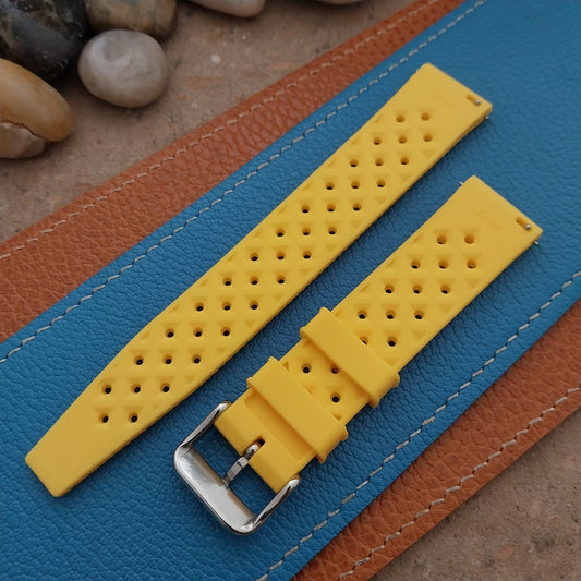 20mm FKM Yellow Tropical Divers Watch Strap QR Spring Bars & Polished Buckle