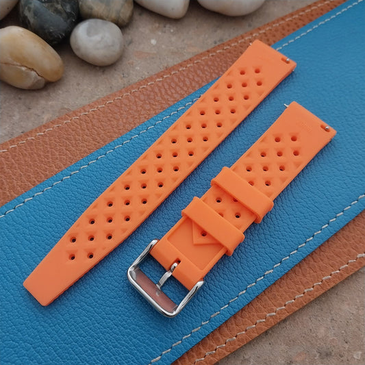 20mm FKM Orange Tropical Divers Watch Strap QR Spring Bars & Polished Buckle
