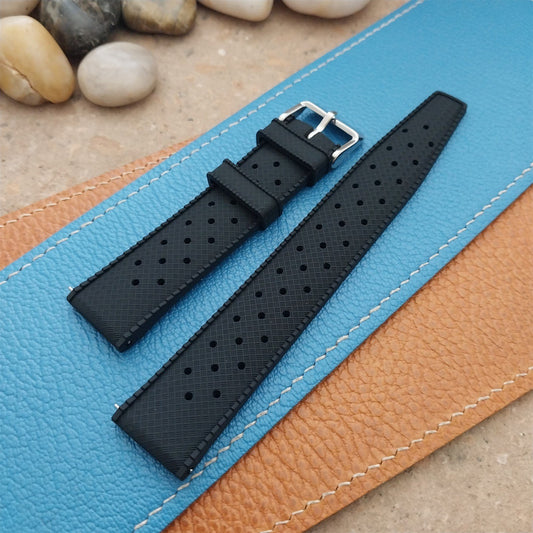 20mm FKM Black Tropical Divers Watch Strap QR Spring Bars Polished Buckle