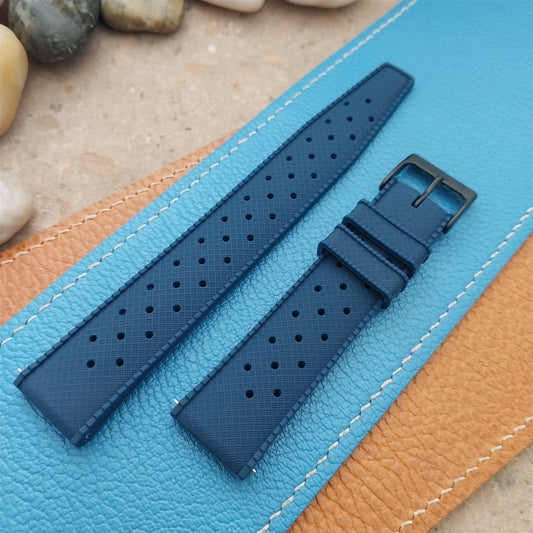 20mm FKM Blue Tropical Divers Watch Strap QR Spring Bars Black Stainless Buckle
