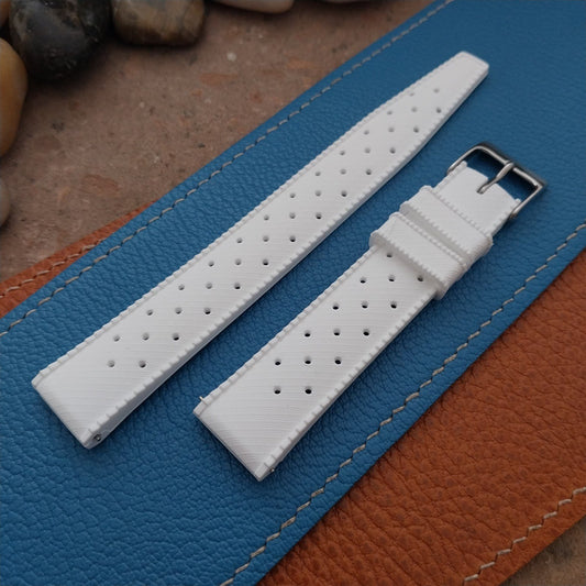 18mm FKM White Tropical Divers Watch Strap QR Spring Bars Polished Buckle